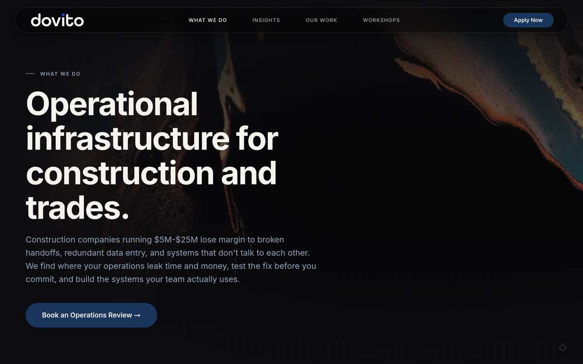 Screenshot of dovito.com marketing site